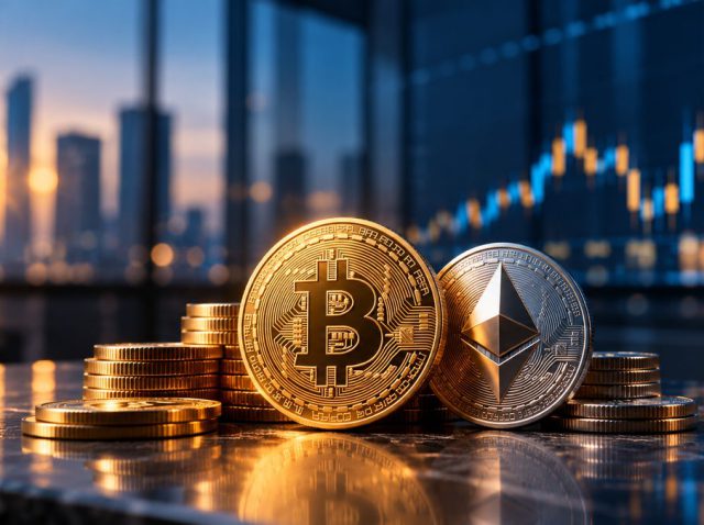 icm-market-news-crypto-etf-inflows-bitcoin-ether-october-2026 Bitcoin and Ether market imagery representing renewed institutional interest and crypto ETF inflows in October 2026