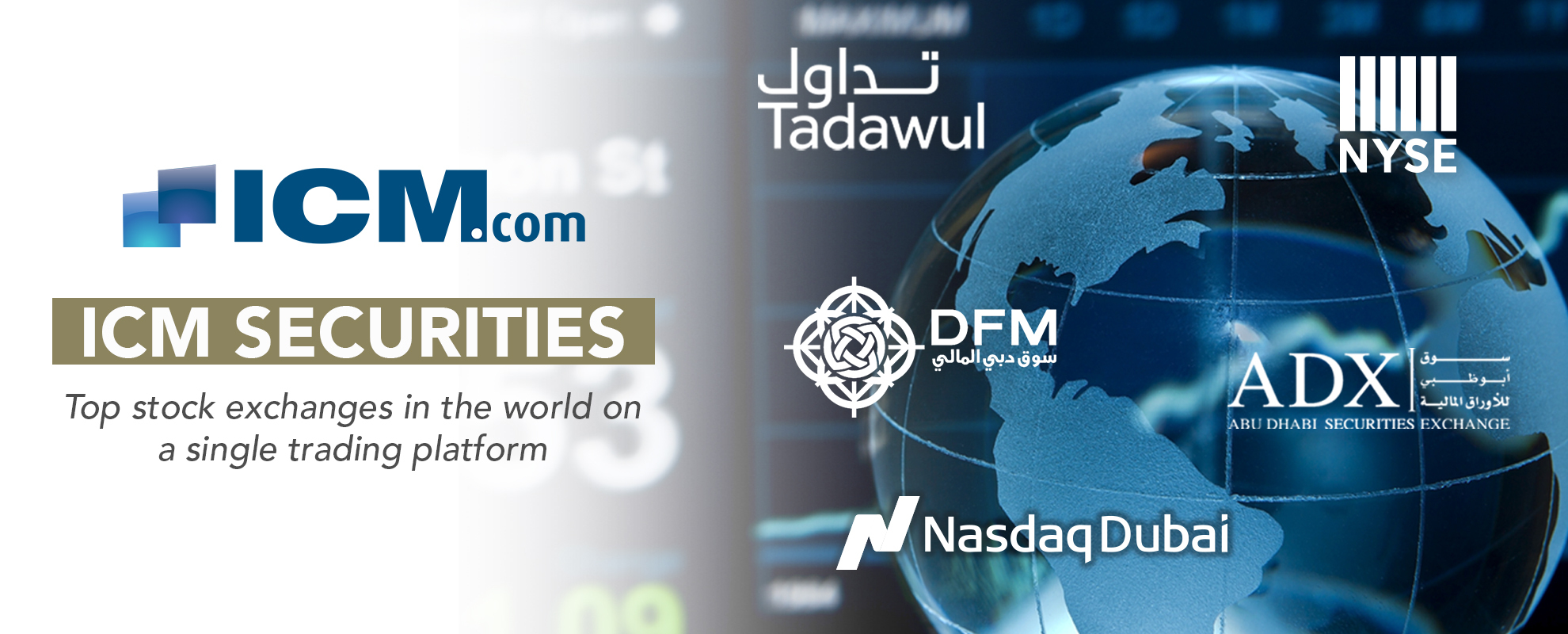 Logos of Various Stock Exchange wih the Text  ICM Securities