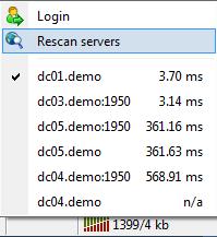 Menu of Login and Rescan Server and So many Other options & Yellow & Green Speed Graph