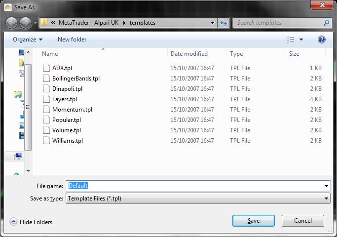 Save As Window with So many TPL files and name New file As Default